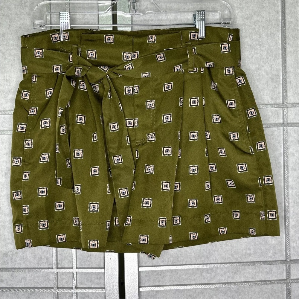 Ann Taylor Factory Women's sz 4 Olive Print High Rise Belted Shorts